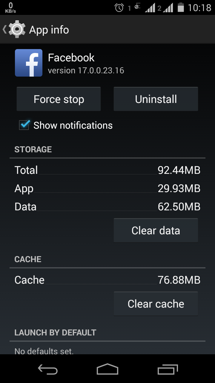 clear cache on android